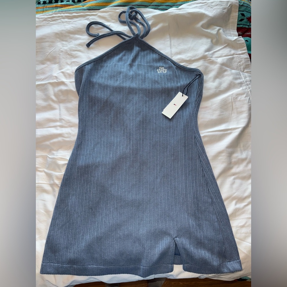 Blue Halter Neck Dress